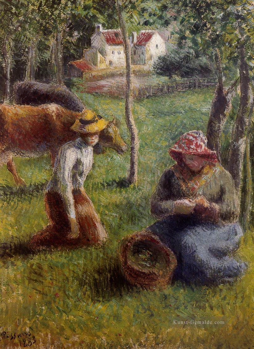 cowherd 1883 Camille Pissarro Ölgemälde